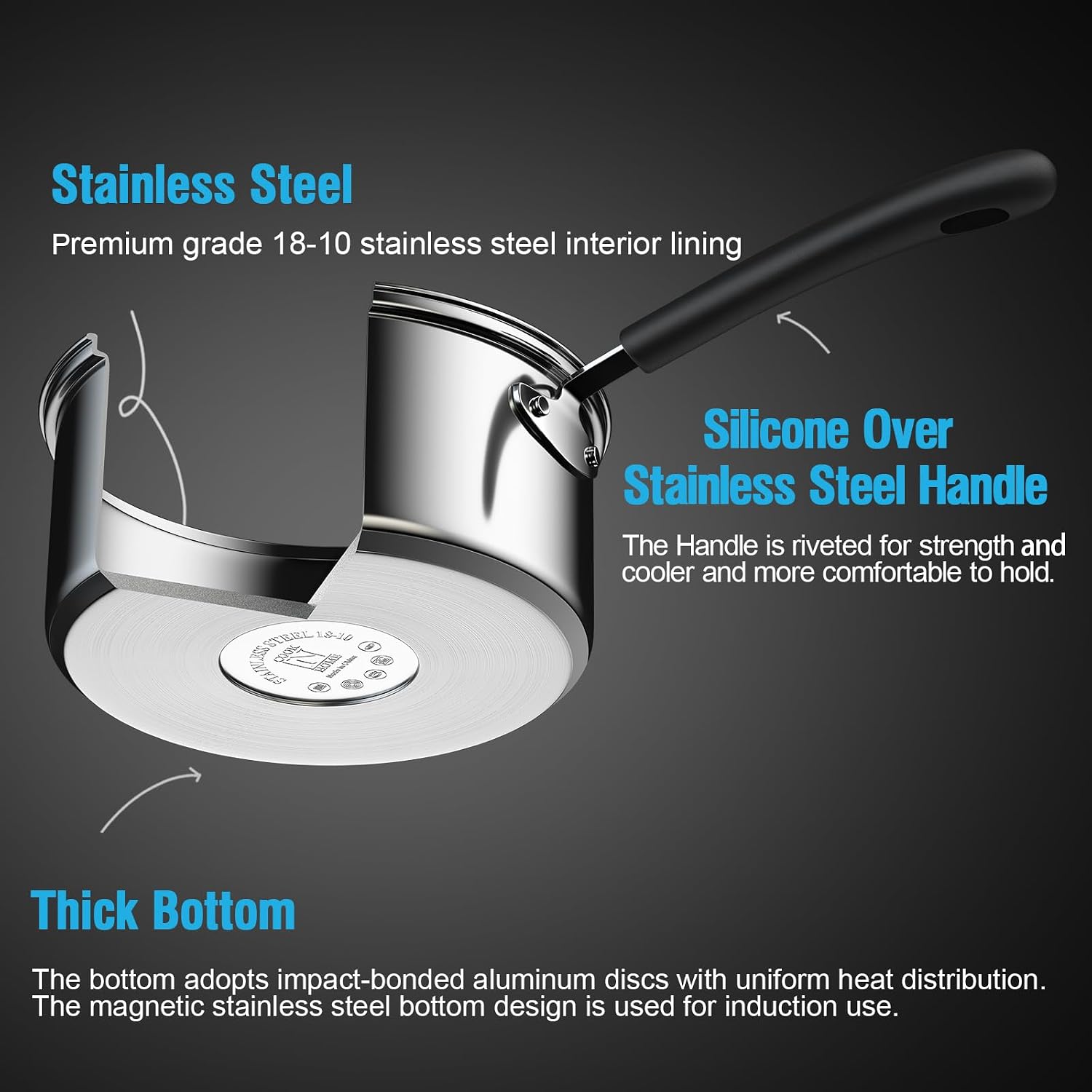 Thumbnail 6 de Cook N Home Stainless Steel Saucepan, 2 Quart