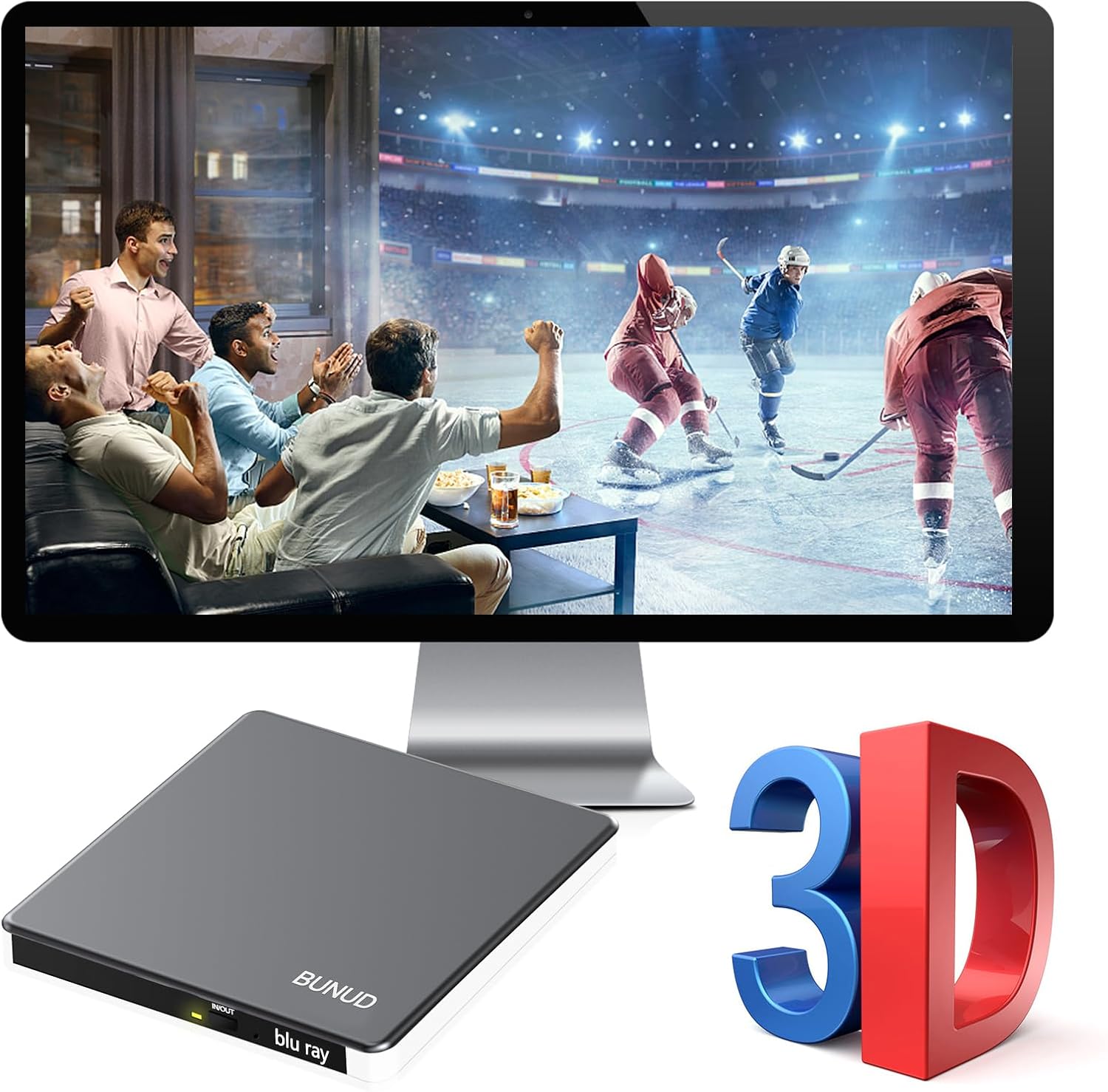 Detalle de External Blu Ray DVD Drive (USB 3.0 & Type-C) with SD/TF, 3D Slim Burner for Windows & Mac