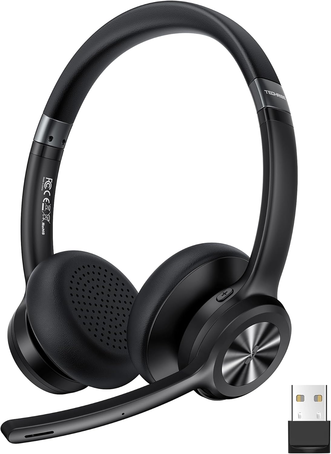 Detalle de TechRise Bluetooth Headset Wireless Headset with Microphone (Bluetooth 5.2, 50H playtime, mute)