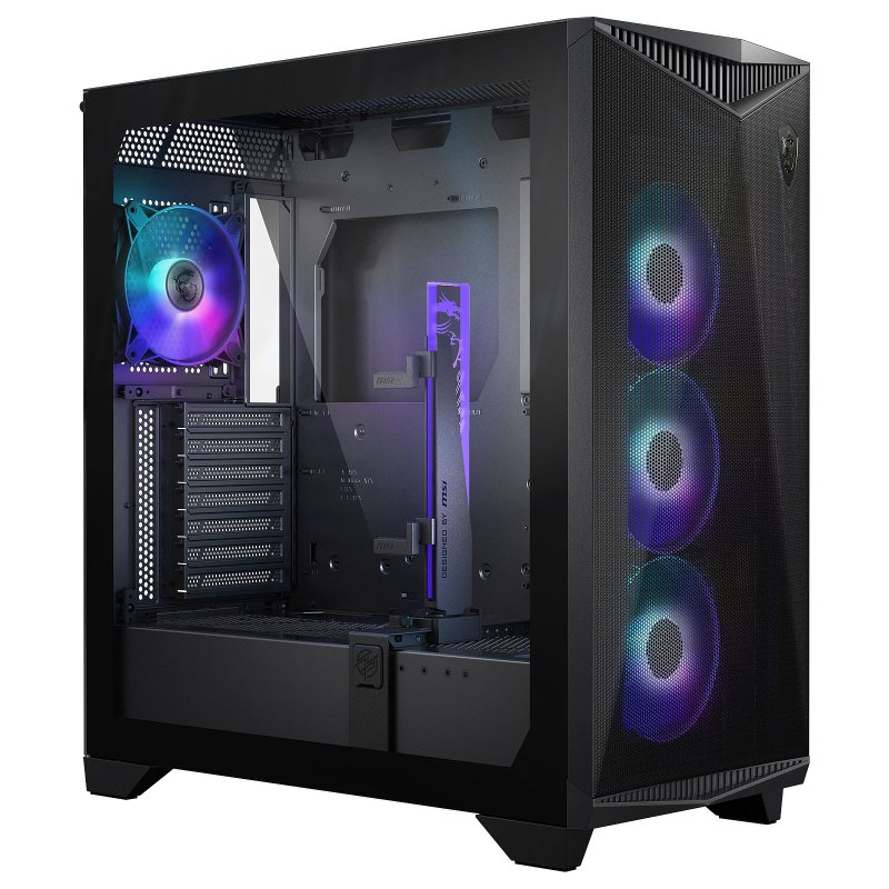 Detalle de MSI MPG GUNGNIR 300R AIRFLOW: caja para PC con cristal templado y soporte AIO 360 mm