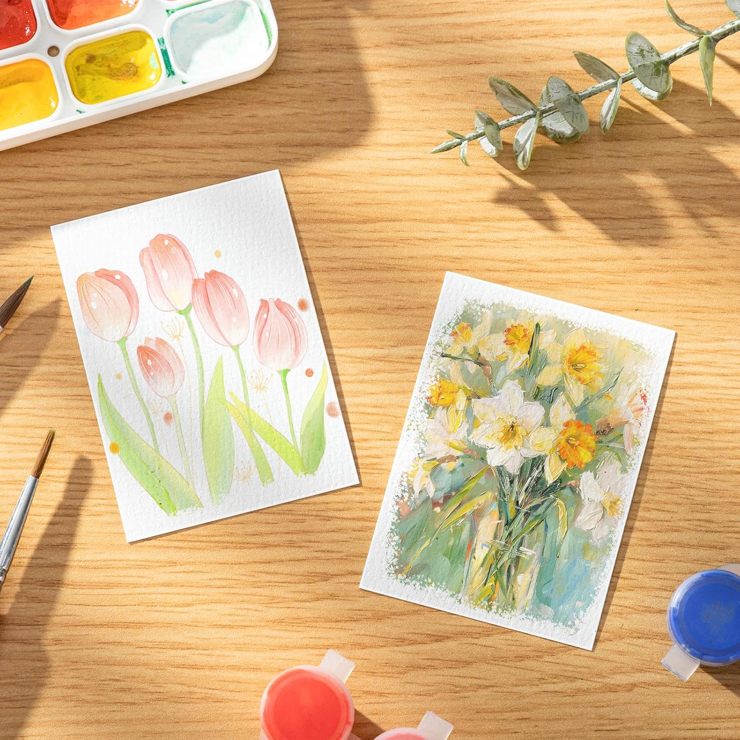 Detalle 2 de 80 Sheets Watercolor Paper Bulk (2.5 x 3.5 in, 110 lb / 230 gsm, Cold Press) for Kids, Students, and Artists