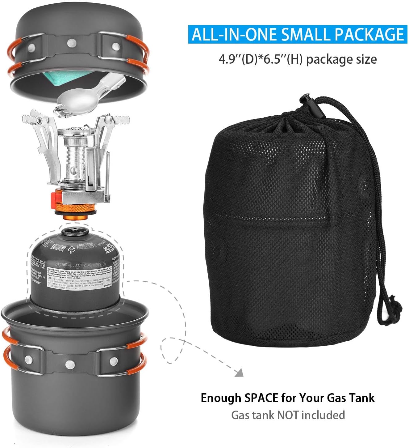 Detalle 2 de Odoland Camping Cookware Set for 1-2 People