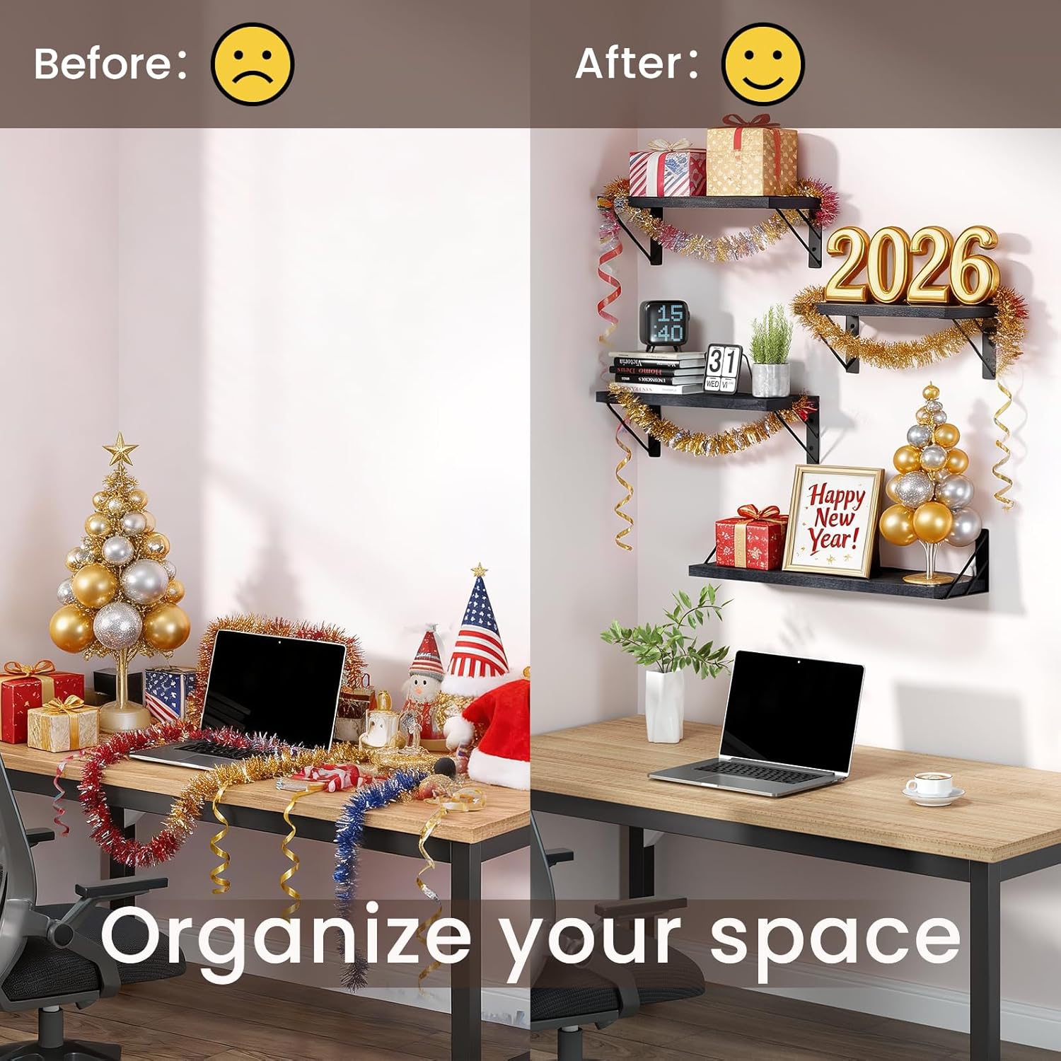 Thumbnail 3 de BAYKA Wall Mounted Floating Shelves Set of 4 🪵