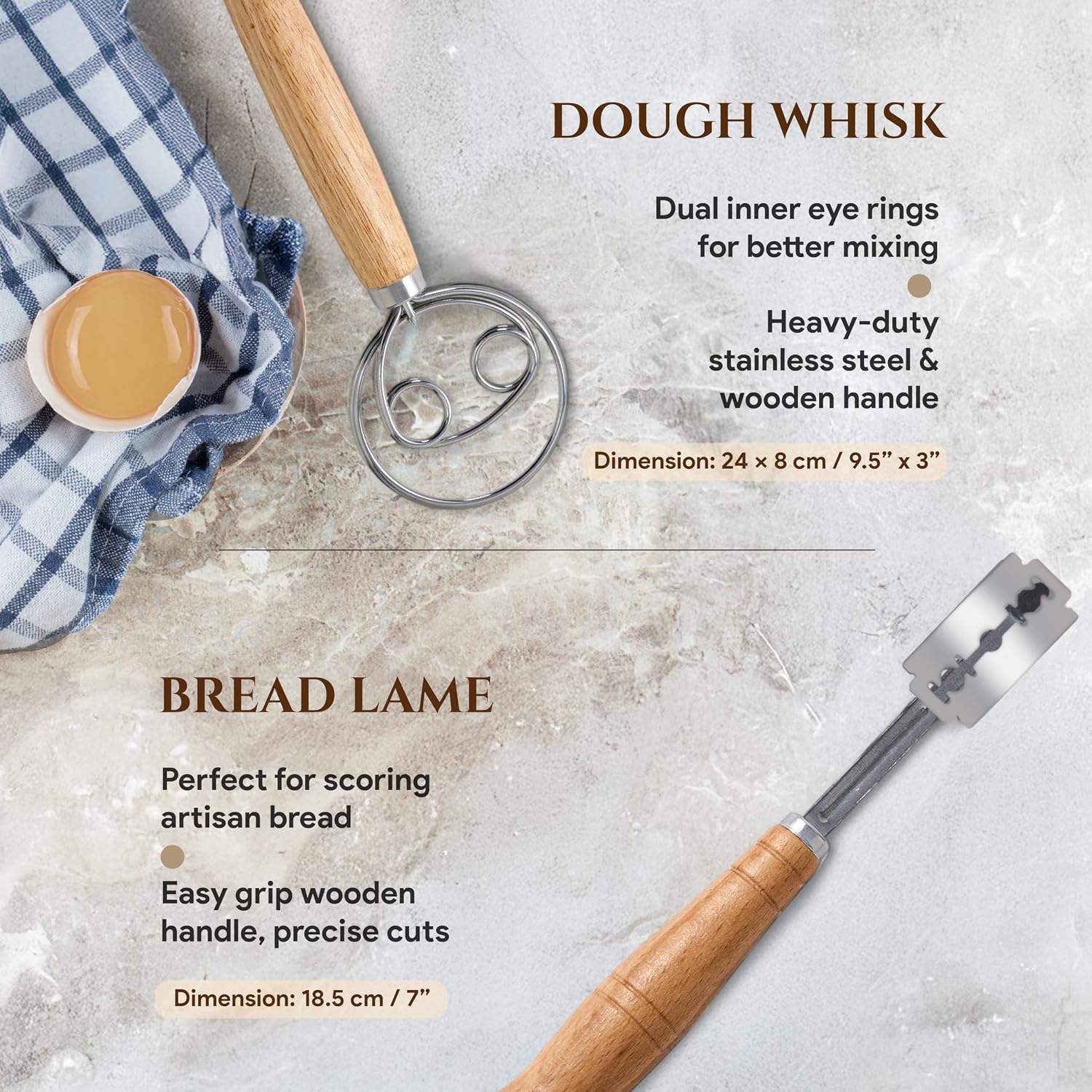 Thumbnail 5 de U Select Sourdough Starter Kit Bread Proofing Basket Set