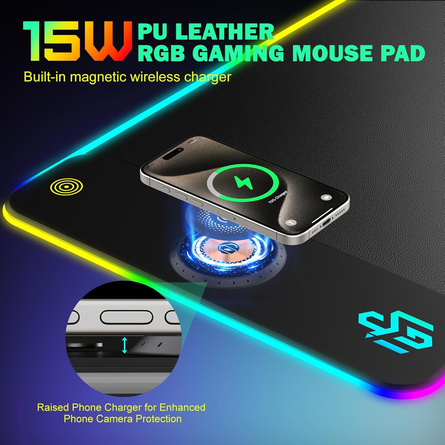 Thumbnail 3 de GIM Wireless Charging RGB Gaming Mouse Pad 15W – 800x350x4MM