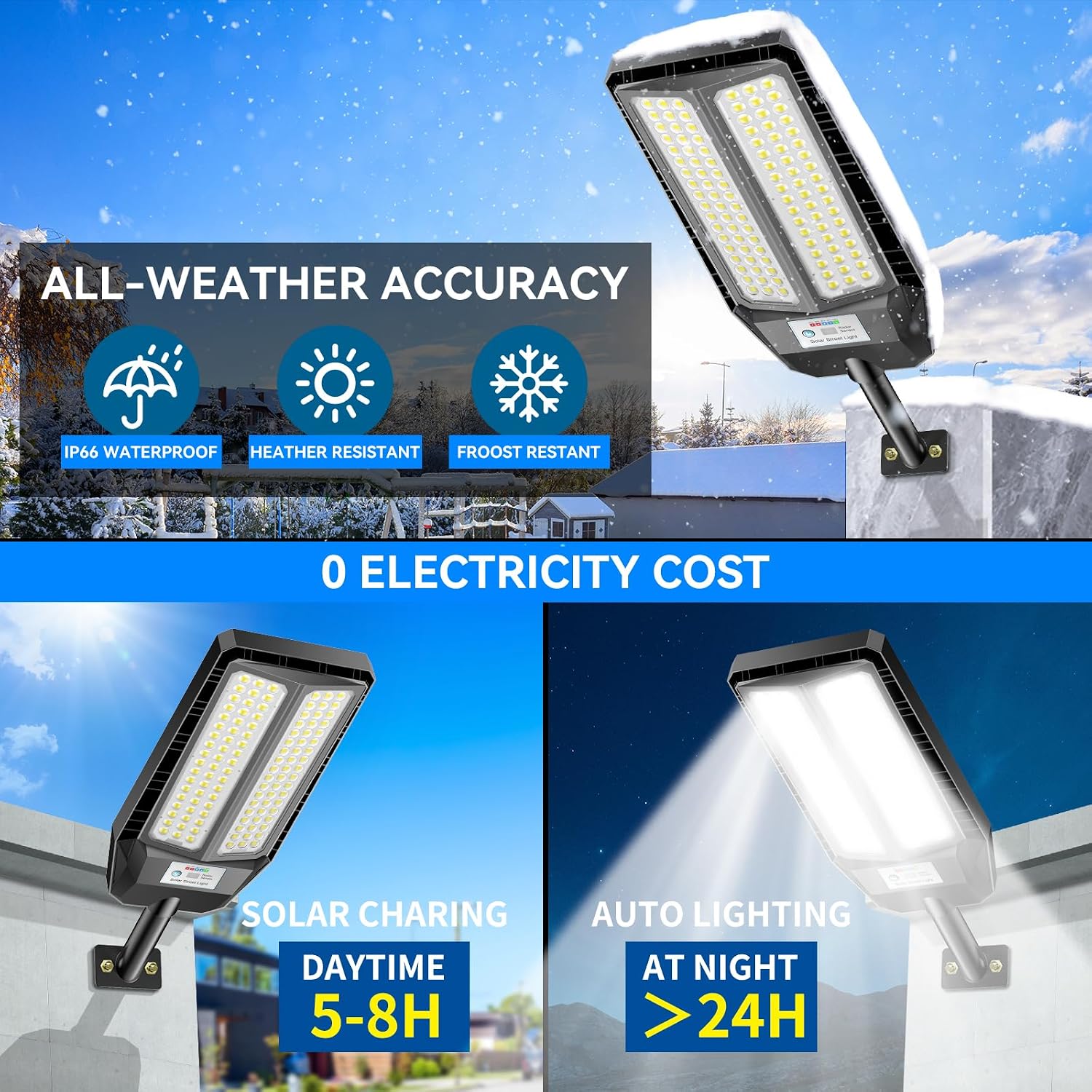 Detalle de Adewalk 700W Lampione Solare LED Esterno con Telecomando e Sensore di Movimento – IP66