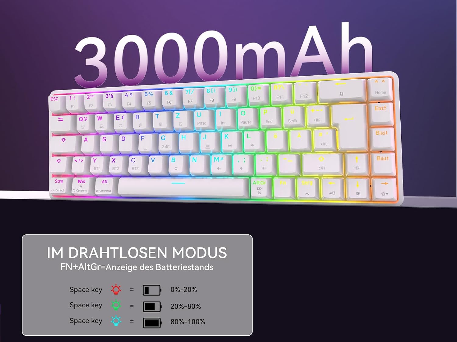 Thumbnail 3 de Dierya DK68 Kabellose Gaming Tastatur