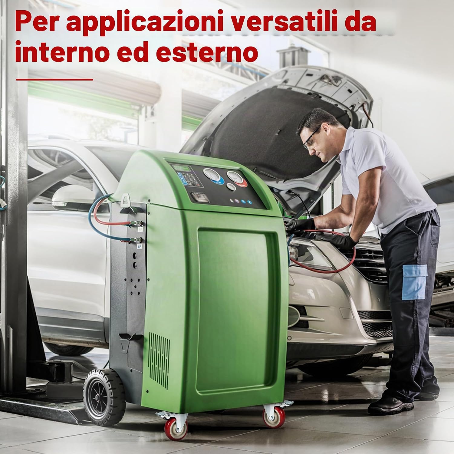 Detalle de Set 4 Ruote per Carrello Carichi Pesanti con Freno 100 mm – Gomma Piena Silenziosa, 600 kg