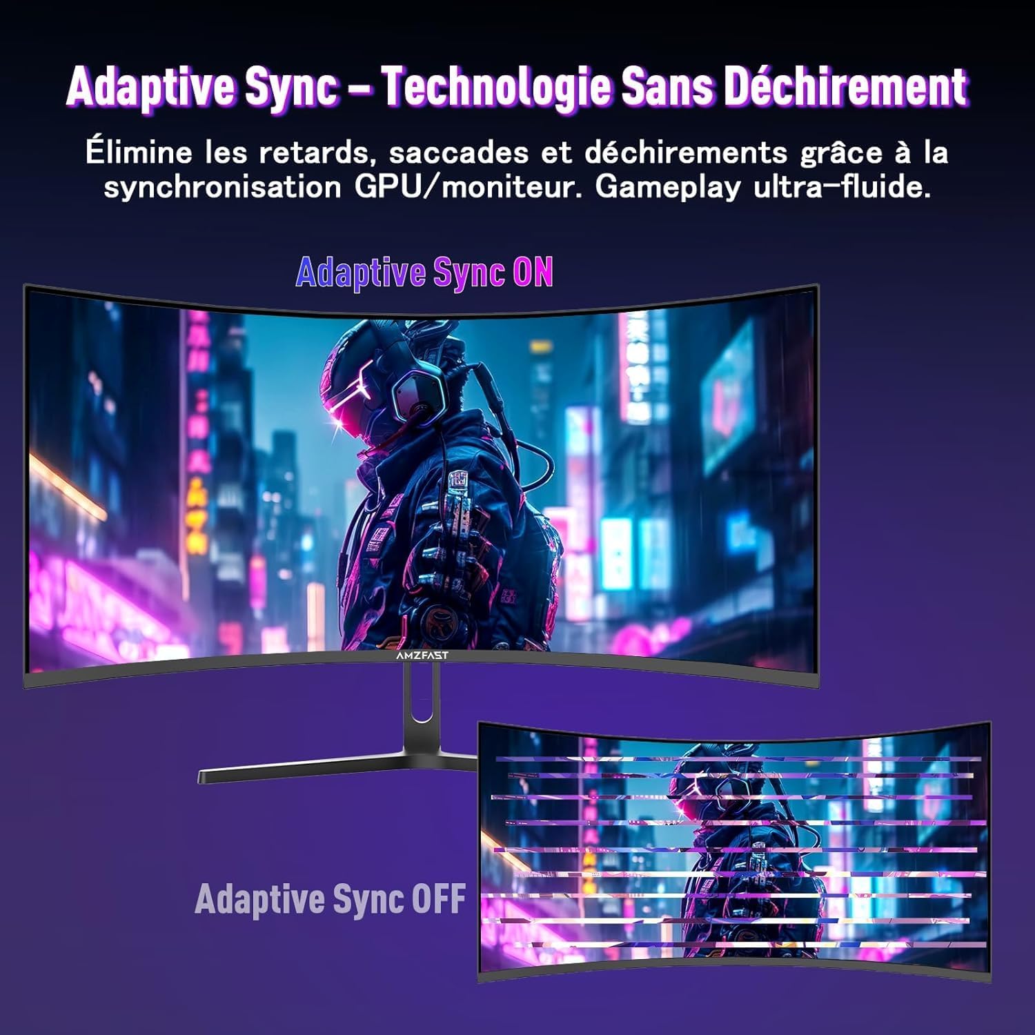 Thumbnail 3 de Amzfast AMZG34C5QPro – Écran PC gamer incurvé 34" 240 Hz UWQHD 3440×1440 (21:9)