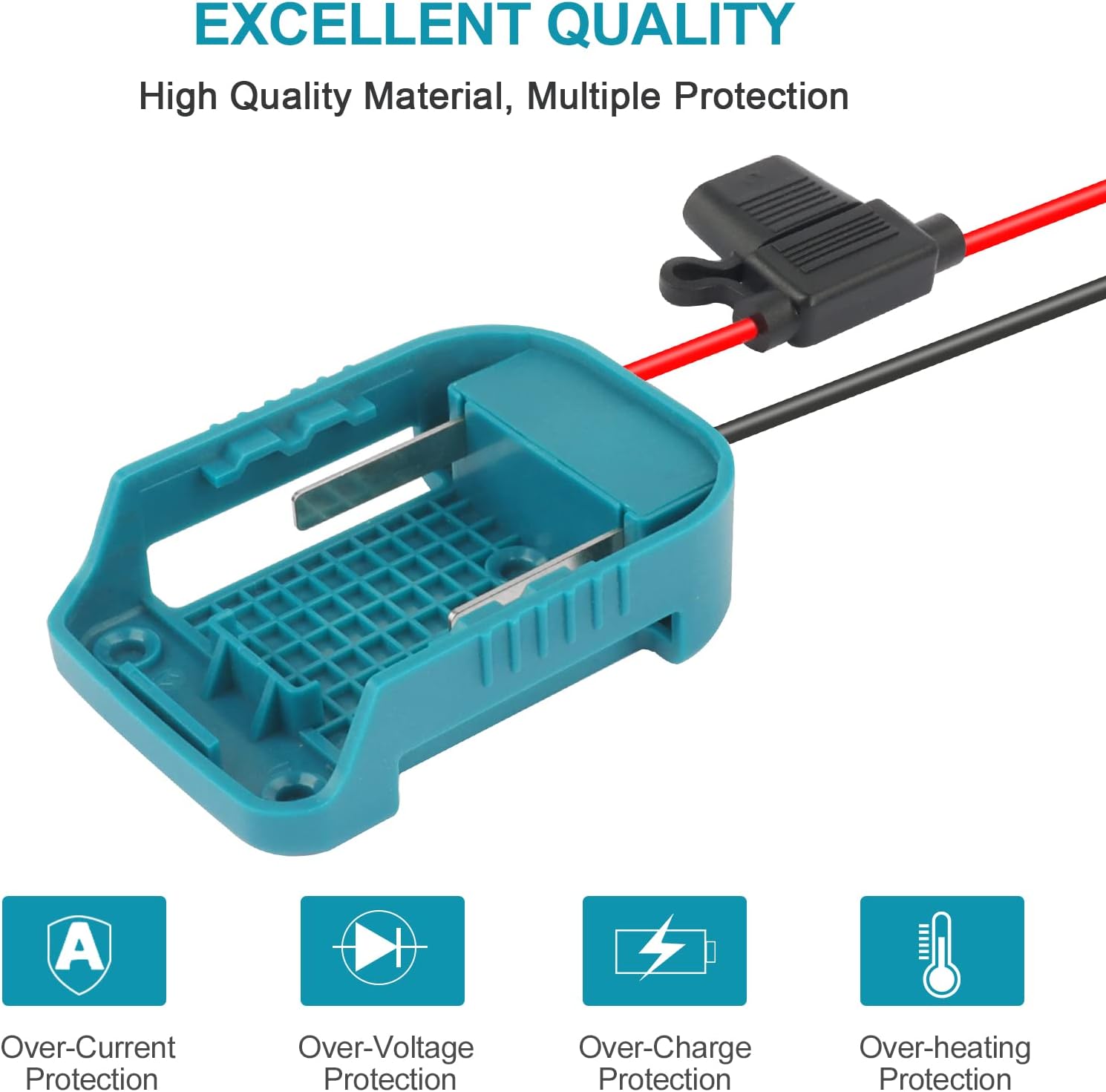 Detalle de 2 Pack QUPERR Power Wheel Adapter avec Fuse & Switch – Adaptateur pour Makita 18V