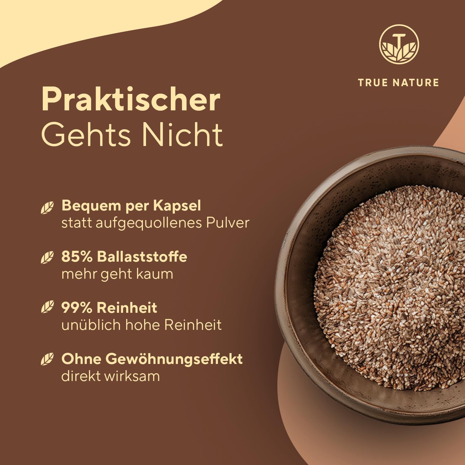 Detalle de TRUE NATURE Bio Flohsamenschalen 360 Kapseln