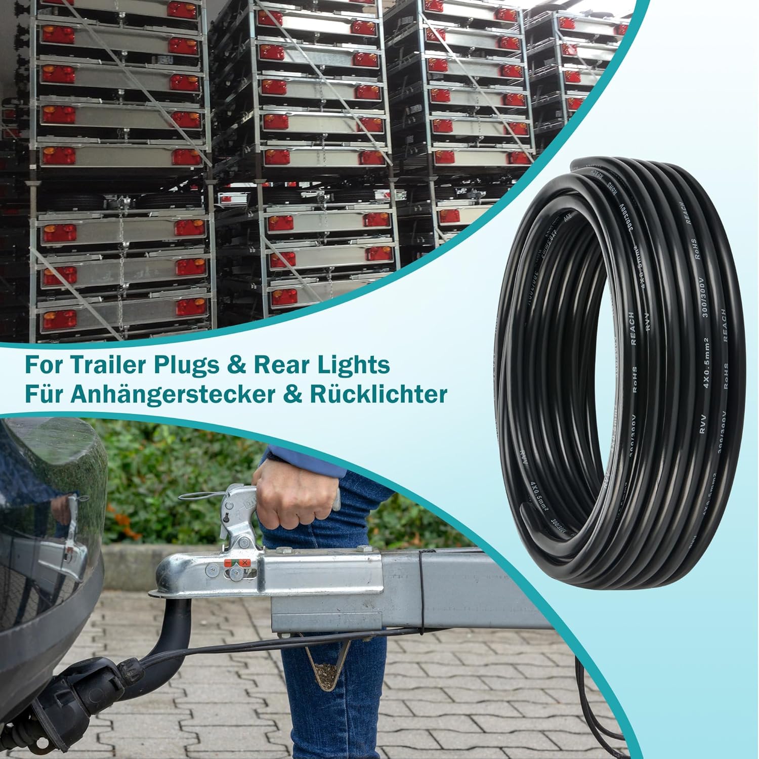 Thumbnail 6 de DARKGUARD 4-core automotive trailer cable (0.5mm²), 5m flexible copper wire for 12V/24V LED wiring