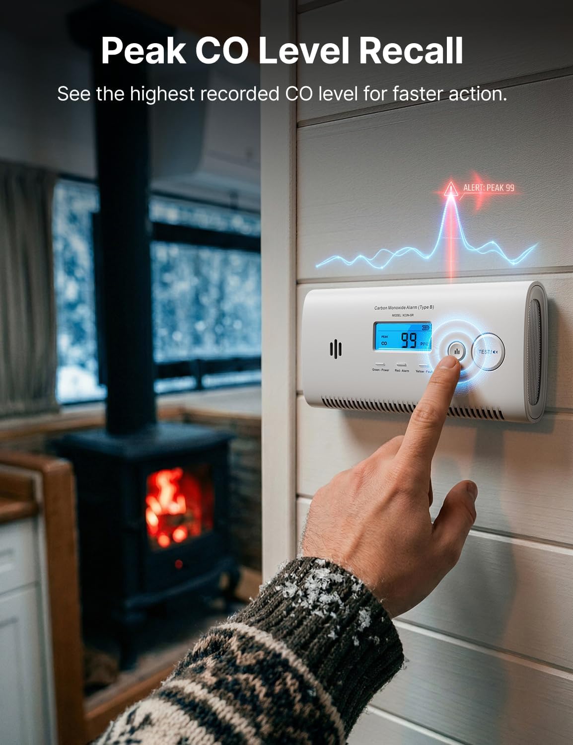 Detalle de X-Sense Portable Carbon Monoxide Detector XC0N-SR: A practical CO alarm for home, caravans, and boats