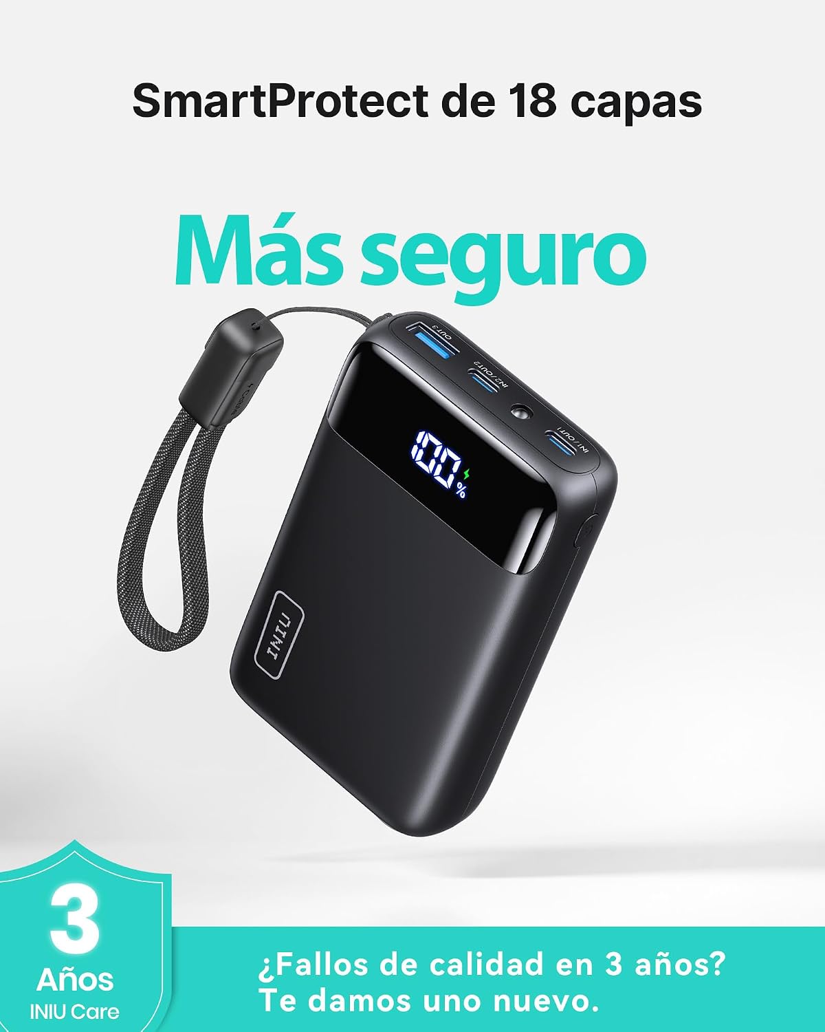 Thumbnail 6 de INIU Power Bank, Ultrapequeño 20000mAh 22,5W PD3.0 QC4.0 Bateria Externa Carga Rapida, USB C Input & Output Bateria Portatil, Powerbank Compatible con iPhone 17 16 15 14 Pro MAX Plus, Samsung, Xiaomi