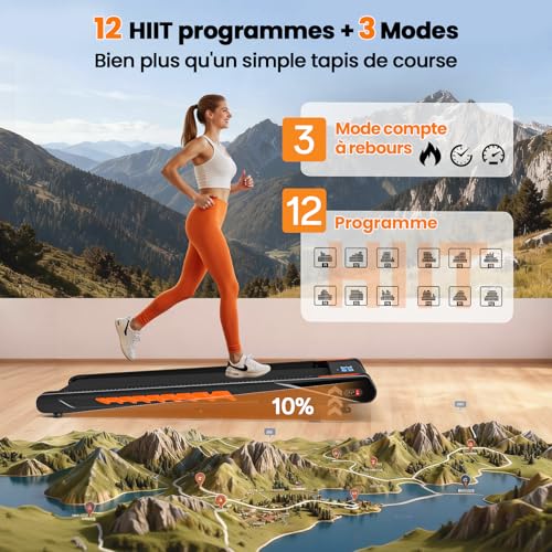 Detalle de KALWOL Tapis de Course 6 en 1 avec Inclinaison 10% et Enceinte Bluetooth – 160 kg – 2,75 CV – 1 à 10 km/h