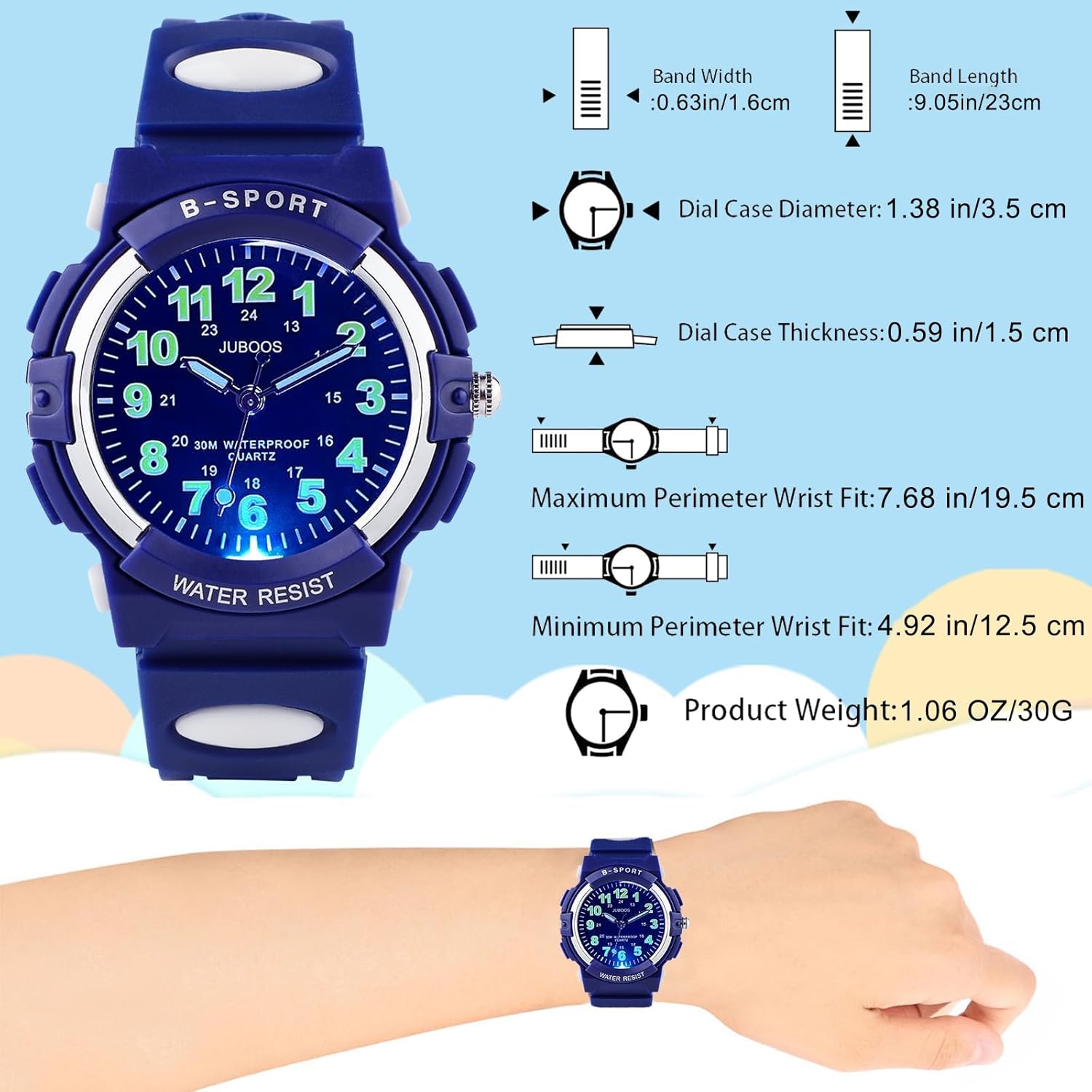 Detalle 2 de Juboos Reloj Analógico Niños 3 ATM