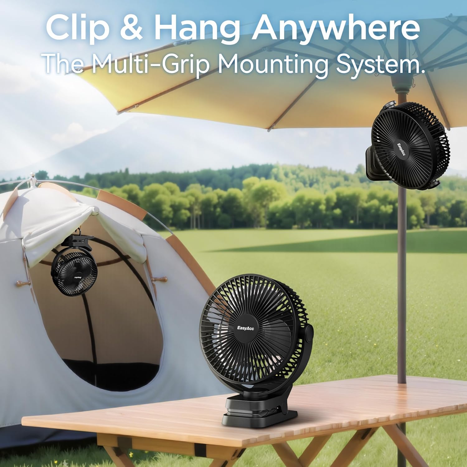 Thumbnail 1 de EasyAcc 10000mAh Portable Clip on Fan – All‑in‑one cooling and power bank