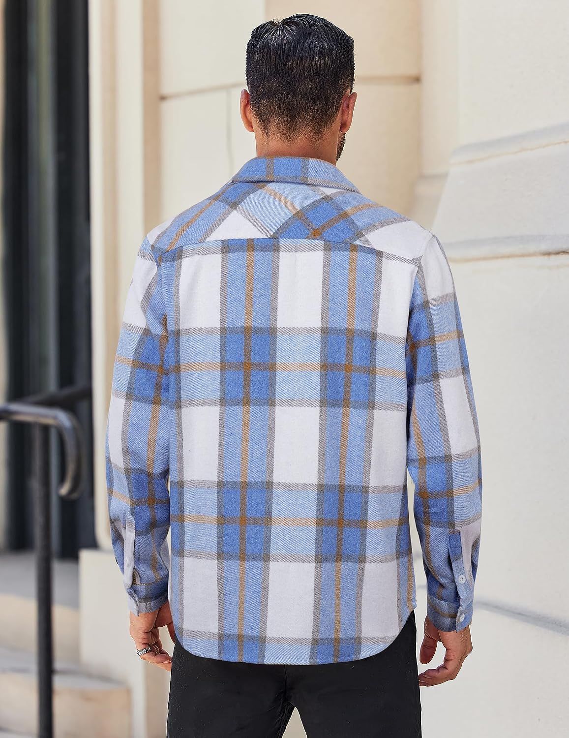 Detalle de COOFANDY Men's Lightweight Plaid Flannel Shirt Jacket, Long Sleeve