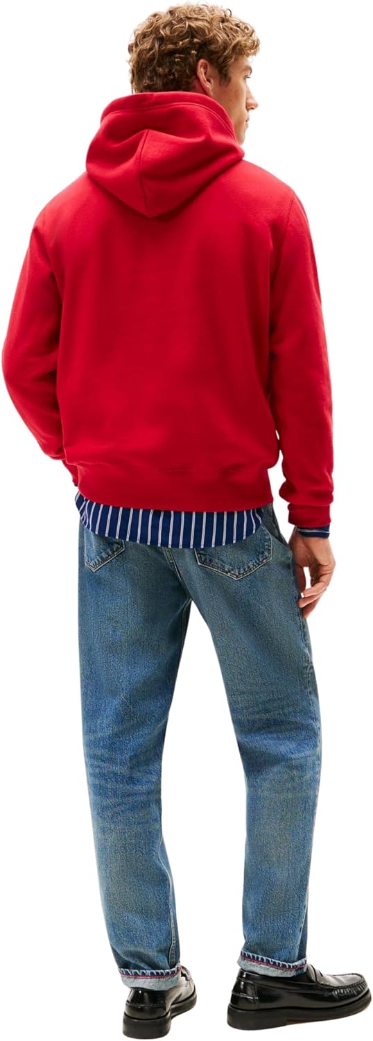Detalle de Tommy Hilfiger Herren Hoodie Seasonal Fleece mit Bauchtasche – zeitloser Komfort, hochwertige Basis für jeden Tag