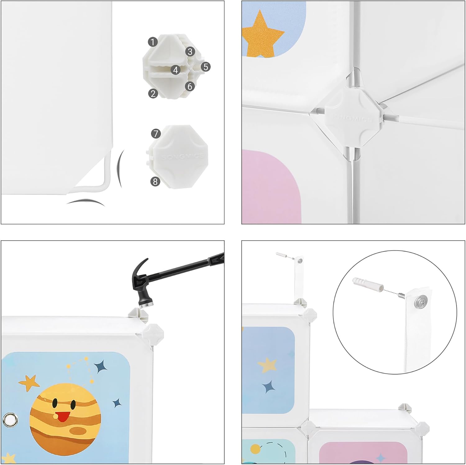 Thumbnail 6 de SONGMICS Scaffale portaoggetti per bambini con 10 cubi LPC903W01, mobile cameretta modulare bianco