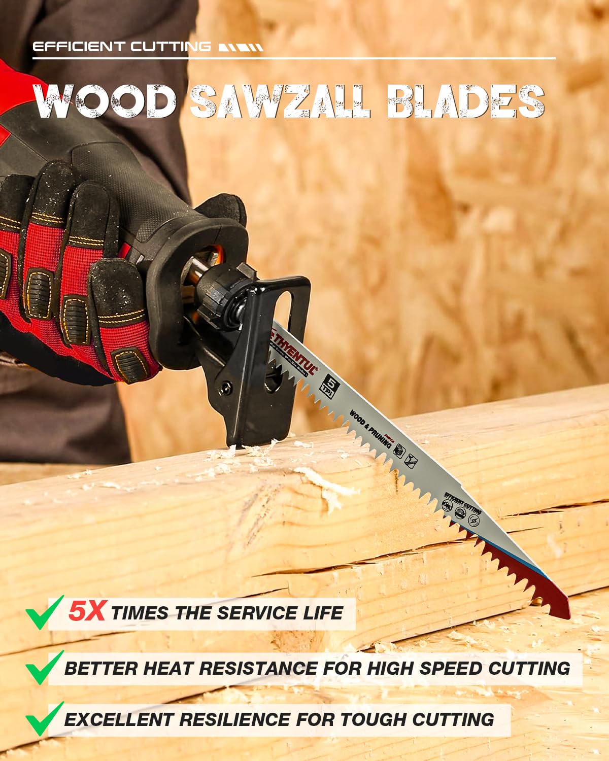 Thumbnail 6 de THYENTUL R1 9-Inch Pruning Reciprocating Saw Blades, 5 TPI, High-Carbon Steel