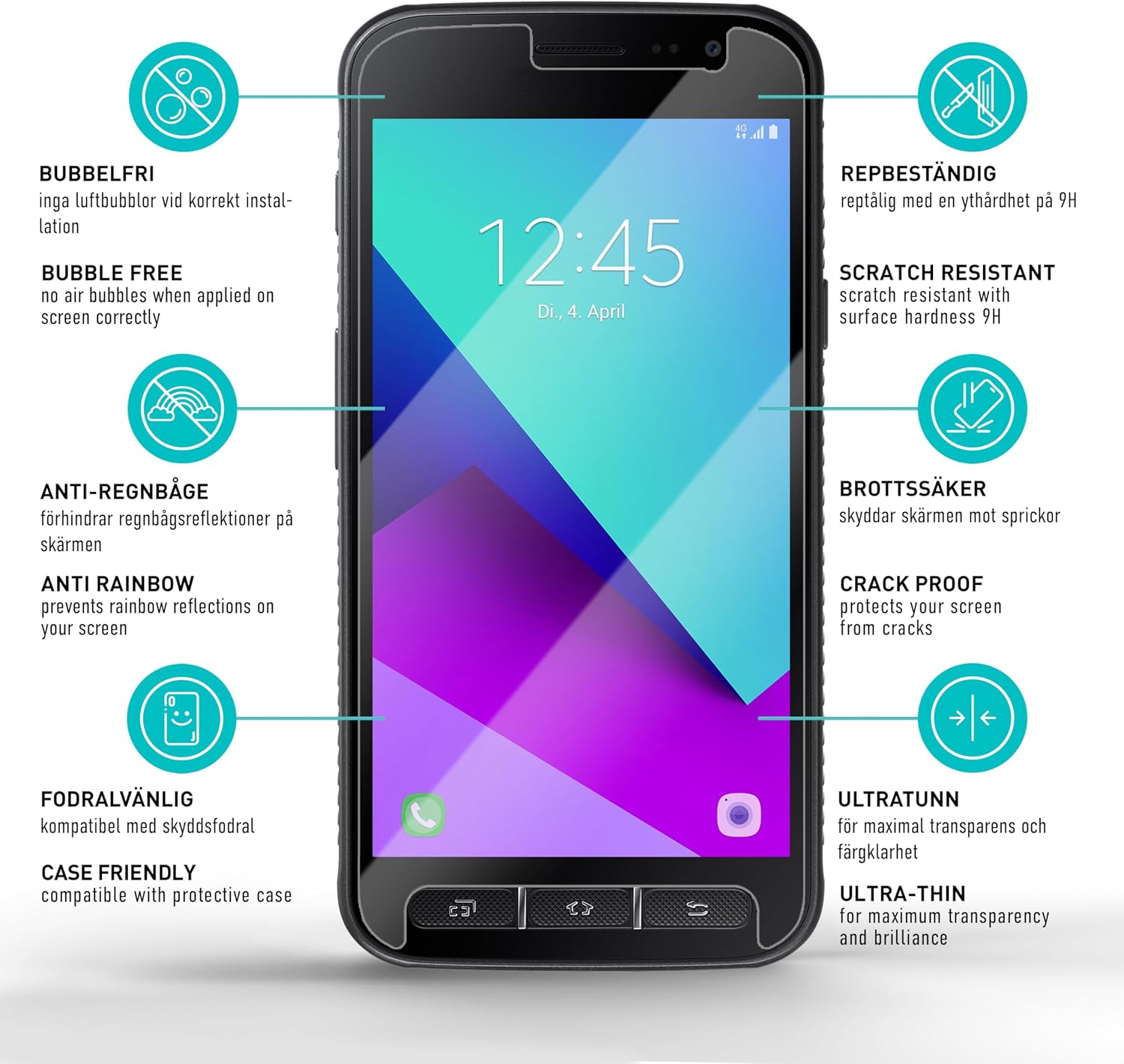 Thumbnail 5 de smartect skärmskydd i härdat glas för Samsung Galaxy Xcover 4/4s, 3-pack, 9H