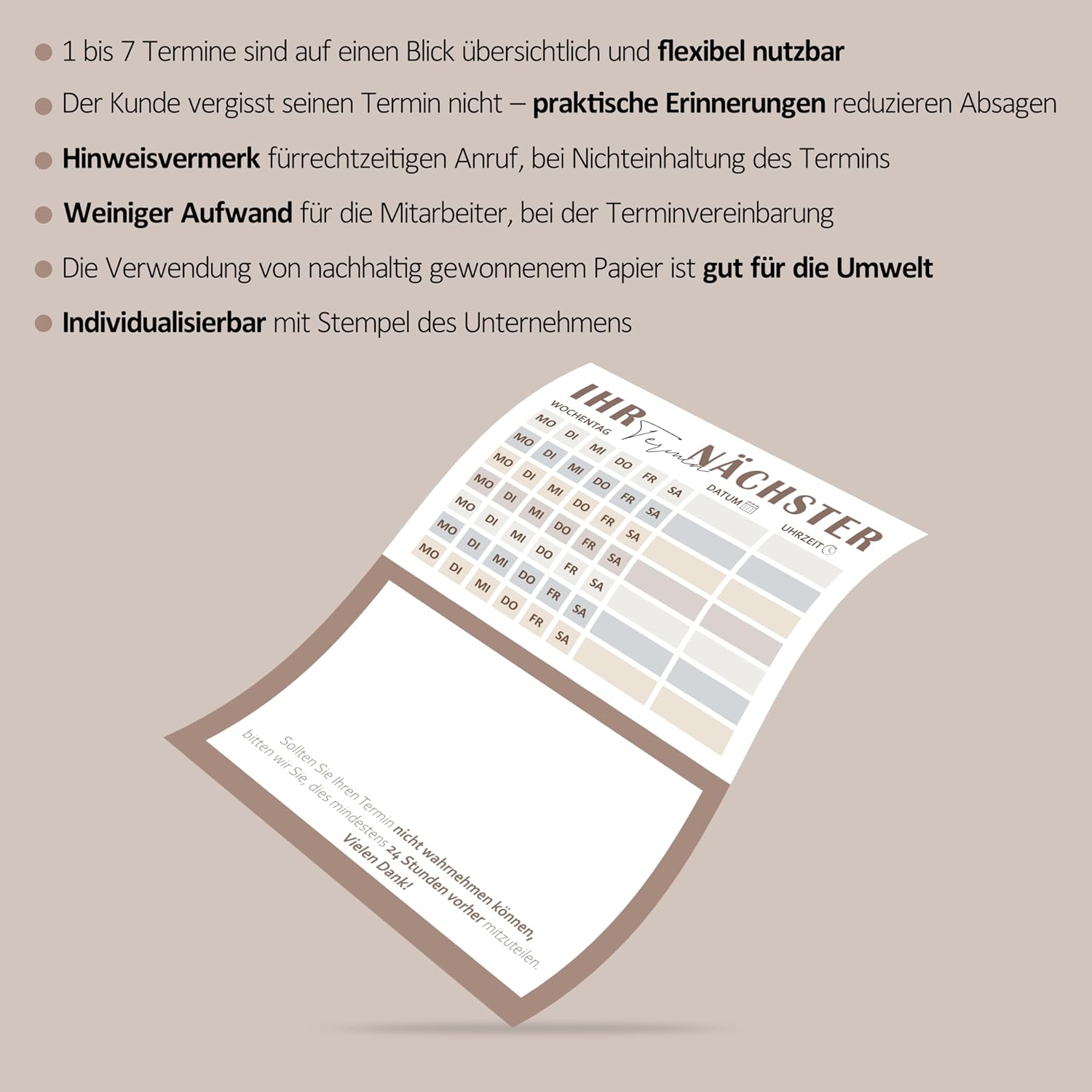 Thumbnail 2 de BIROYAL Terminzettel Praxis – 12er Terminblock mit DIN-A7 Terminzetteln (7 Termine pro Zettel)