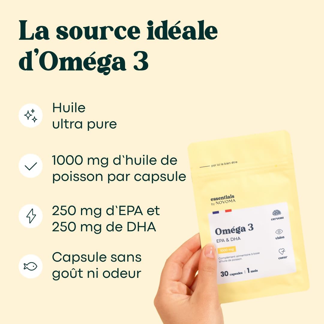 Thumbnail 2 de Omega 3 Huile de Poisson 1000 mg Pure et Concentrée Essentials by Novoma – Cure d’1 mois
