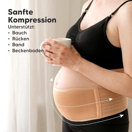 Detalle de KeaBabies Schwangerschaft Bauchband Classic Ivory, M/L – 360° Unterstützung
