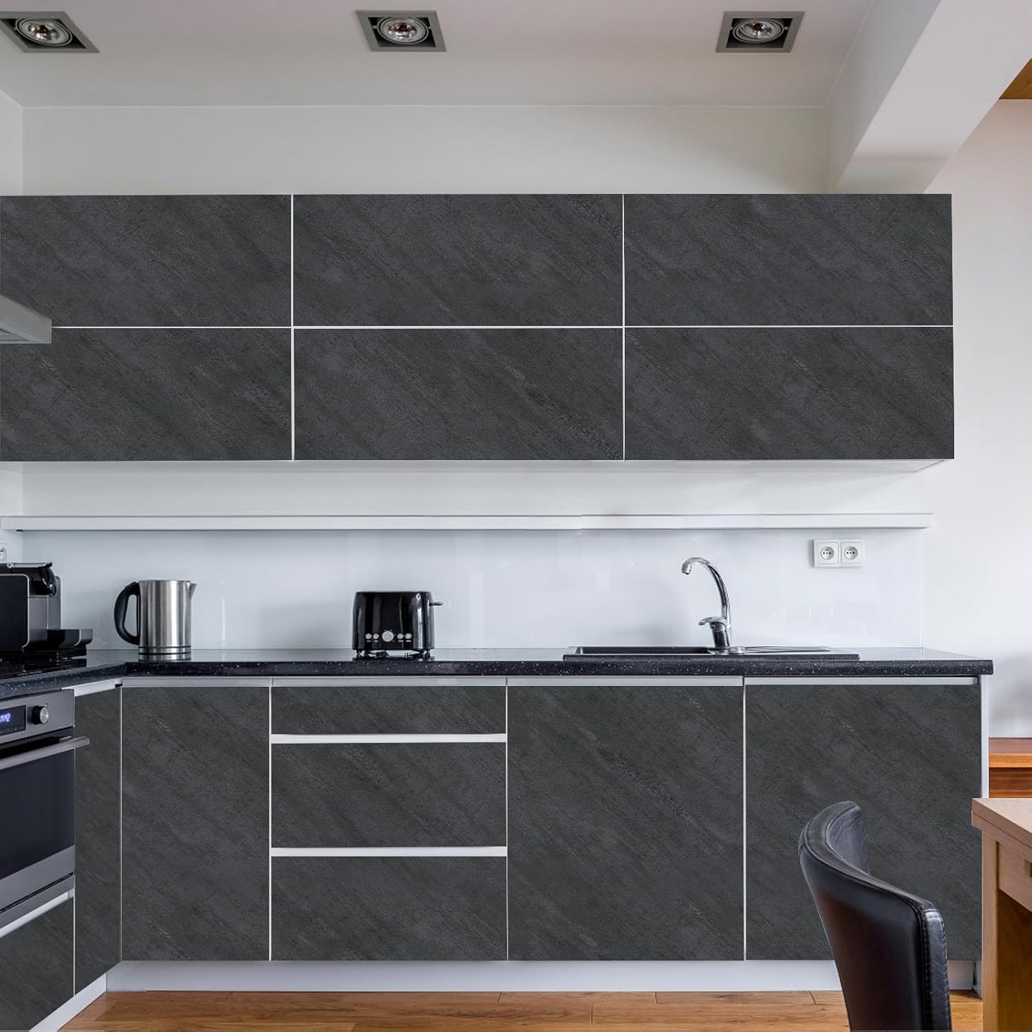 Detalle de Hode Klebefolie Möbel Grau (Betonoptik) 90 x 500 cm – selbstklebende Möbelfolie in Dunkelgrau