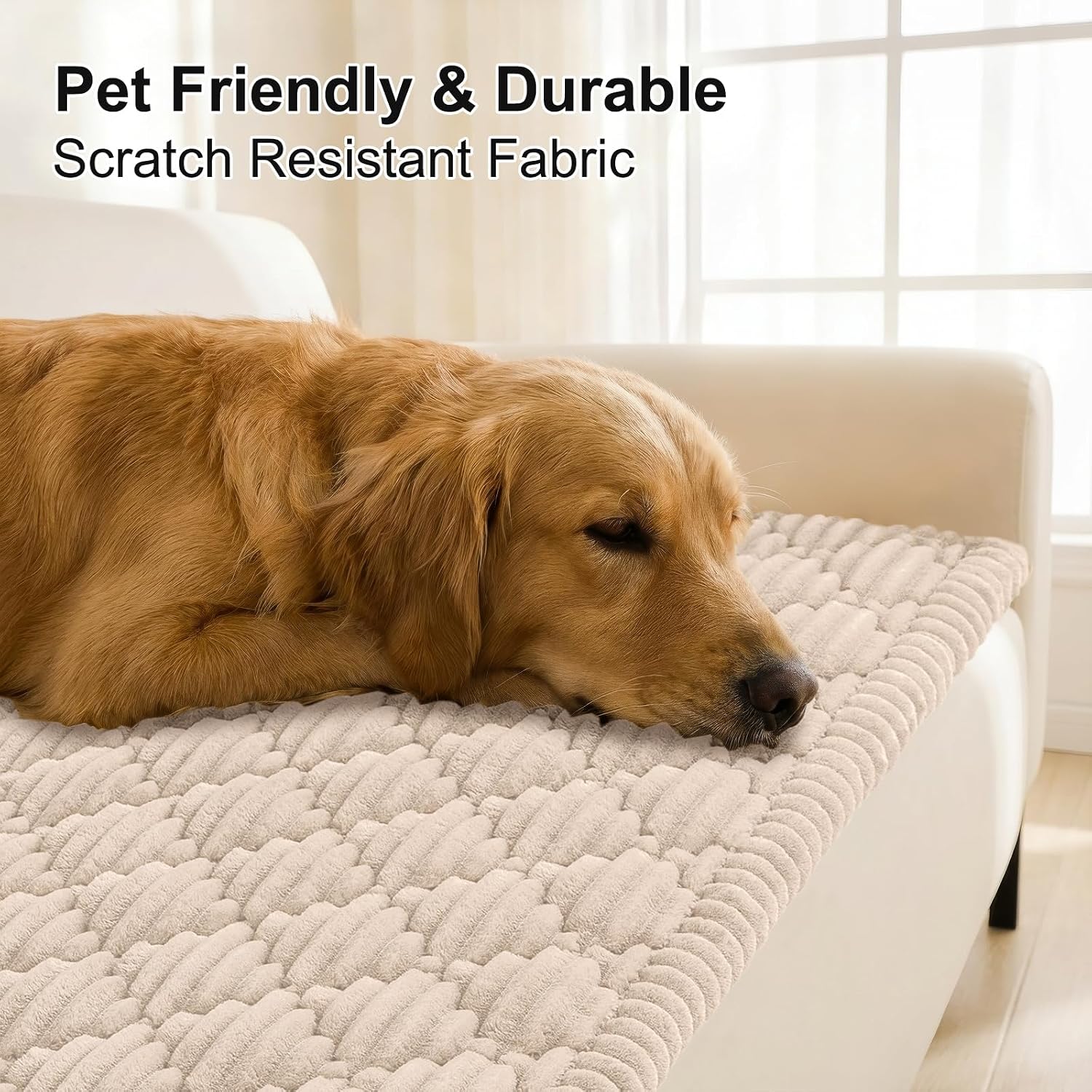 Detalle de Smiry Couch Cover for Dogs: Washable, Non-Slip Fuzzy Sofa Protector (Apricot, 27.6" x 70.9")