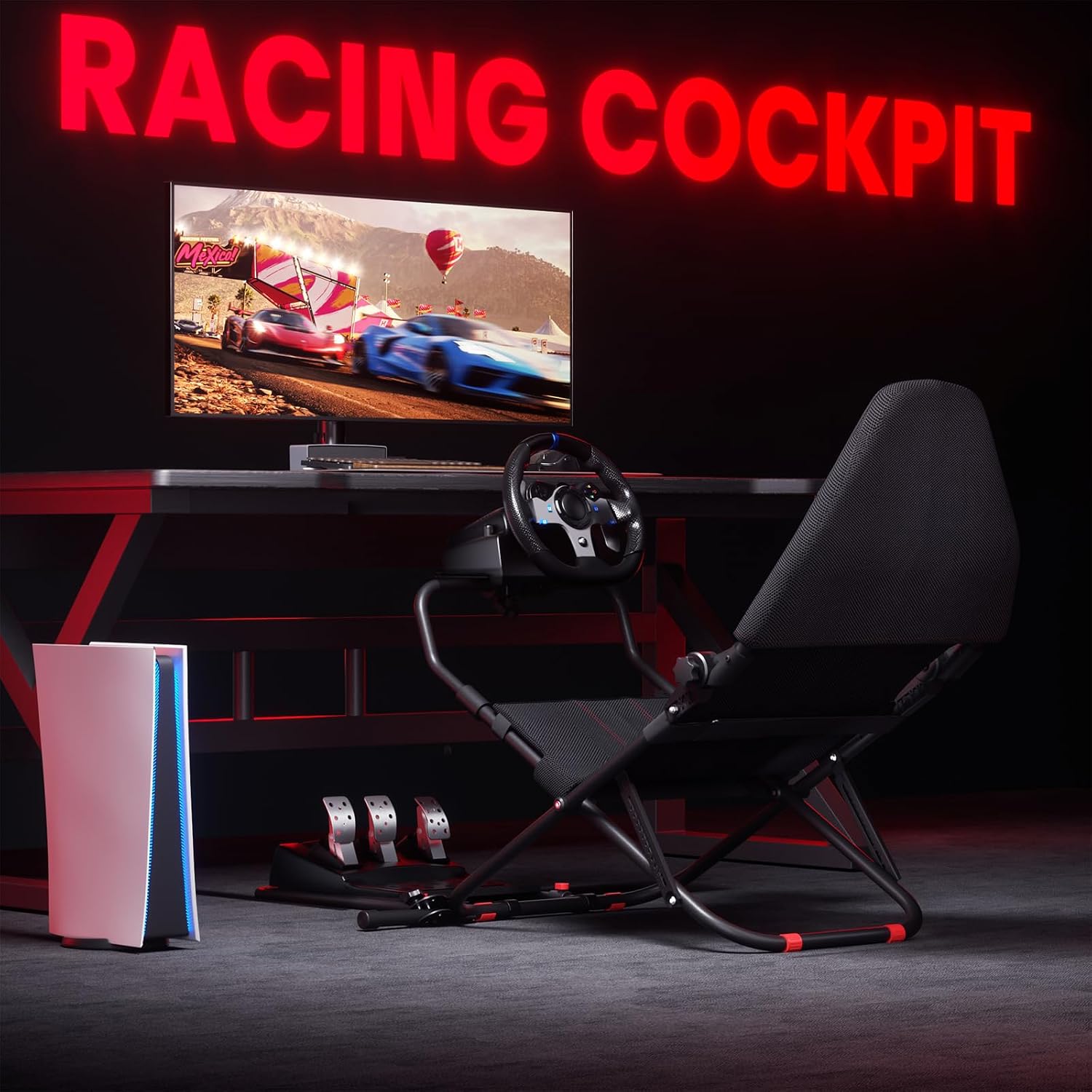 Thumbnail 6 de RACGTING Racing Simulator Cockpit for G29/G920/G923 with Foldable, Adjustable Seat