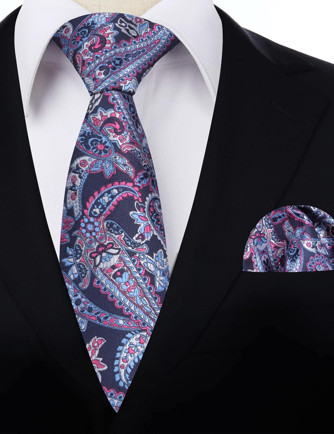 Thumbnail 3 de Alizeal Paisley Men’s Tie and Pocket Square Set