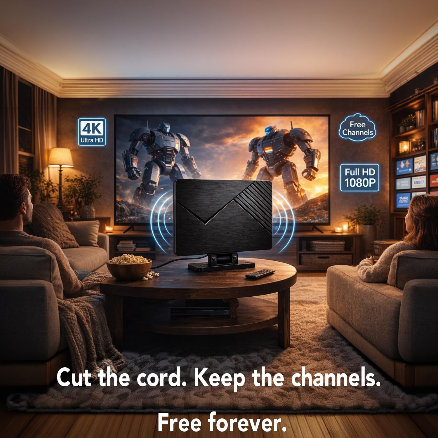 Thumbnail 5 de Five Star Flat Panel Indoor TV Antenna (Long Range) with Amplified HD Reception and Signal Booster