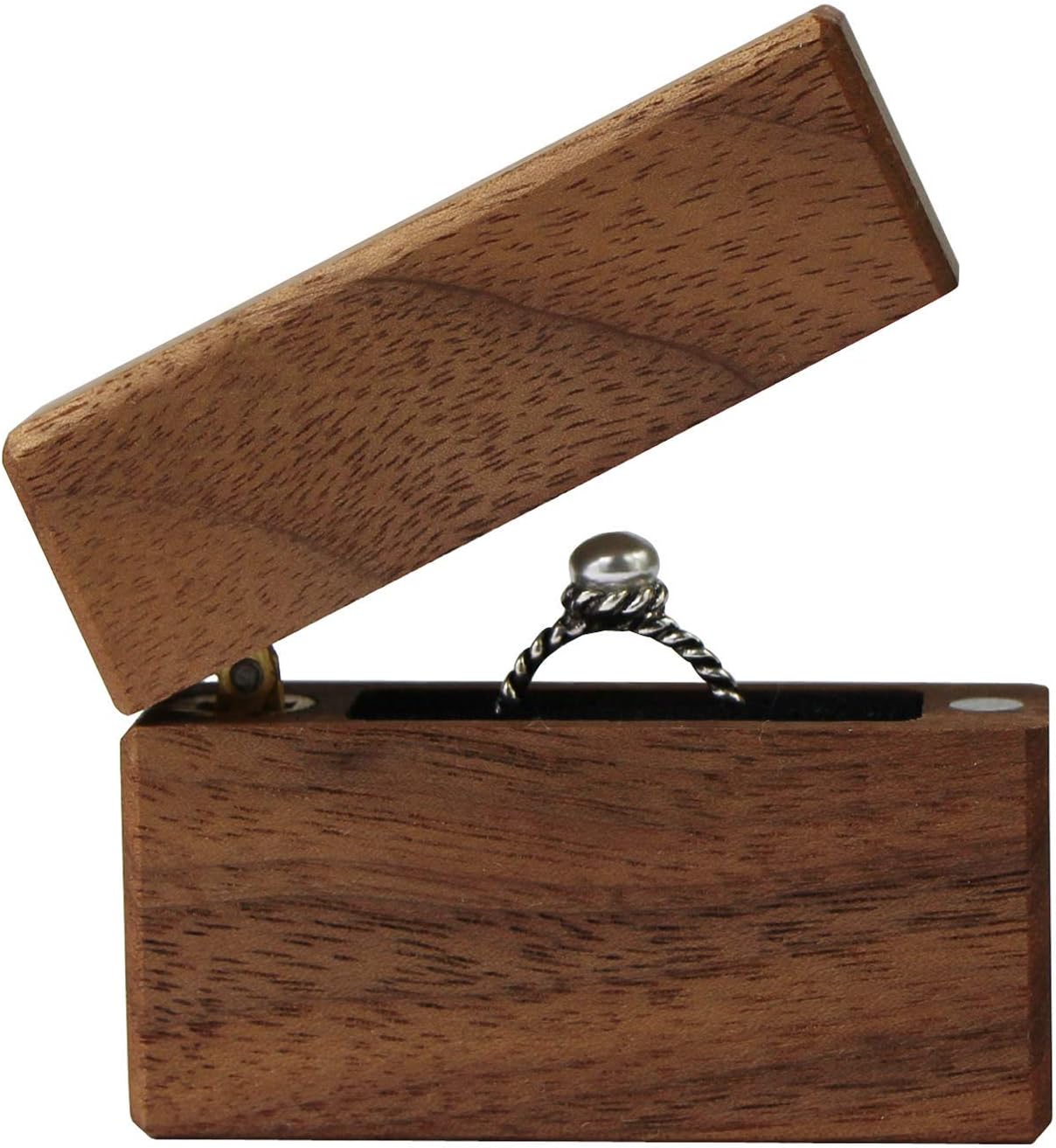Detalle de aufodara Walnuss Holz Ring Box handgefertigt – Einzigartige Schmuckschatulle