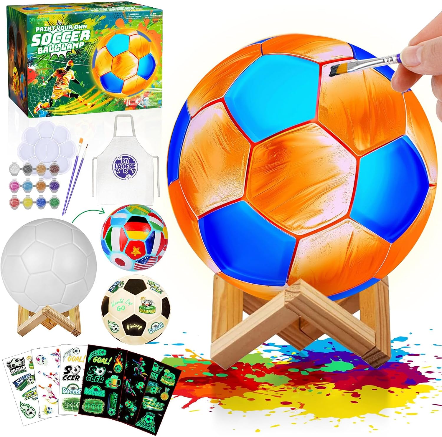Detalle de Paint Your Own Football Lamp Kit: Creative DIY Night Light for Kids