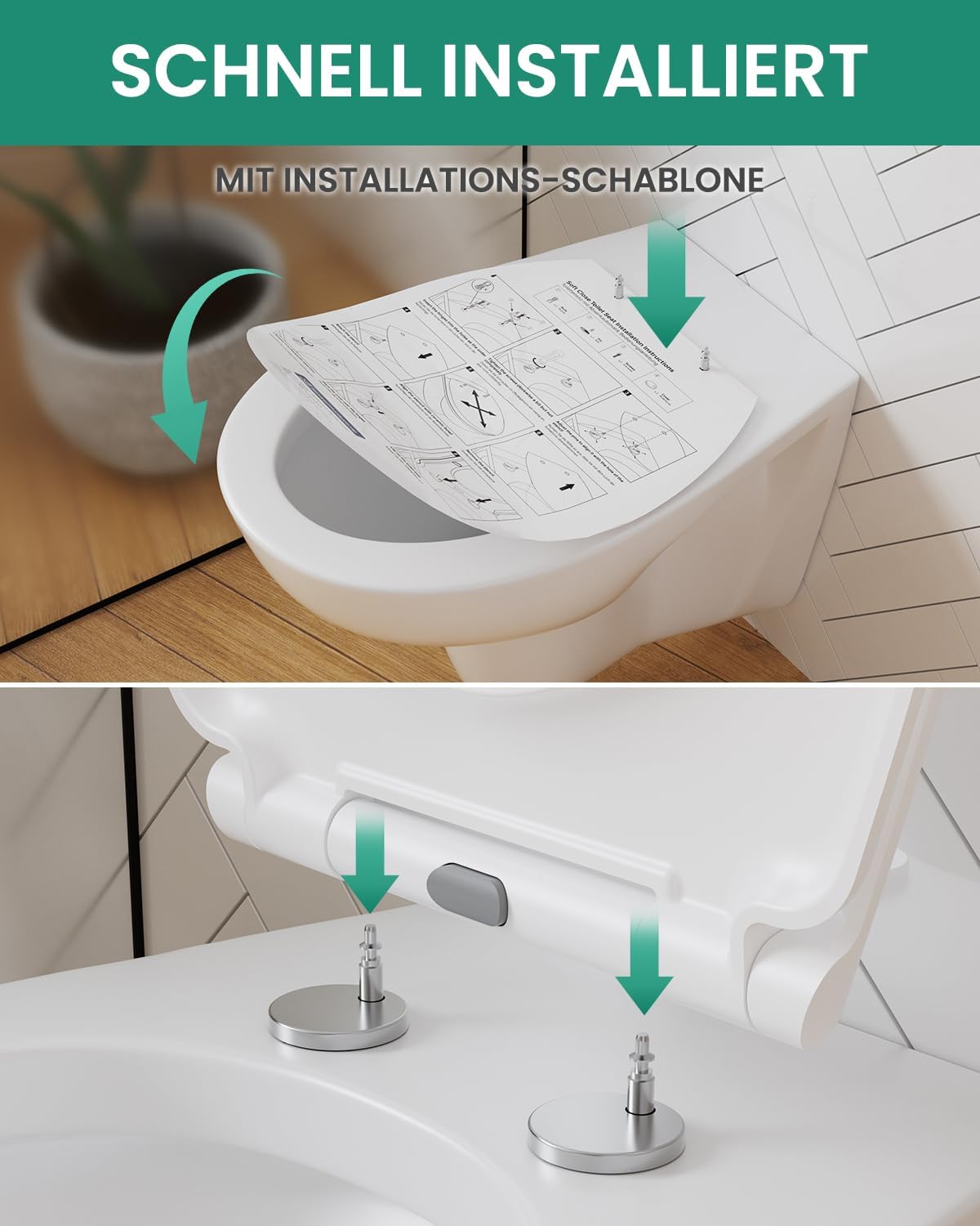 Thumbnail 3 de ANYCEE Toilettendeckel mit Absenkautomatik – antibakterieller Duroplast-WC-Sitz mit Quick-Release und 150 kg Belastbarkeit