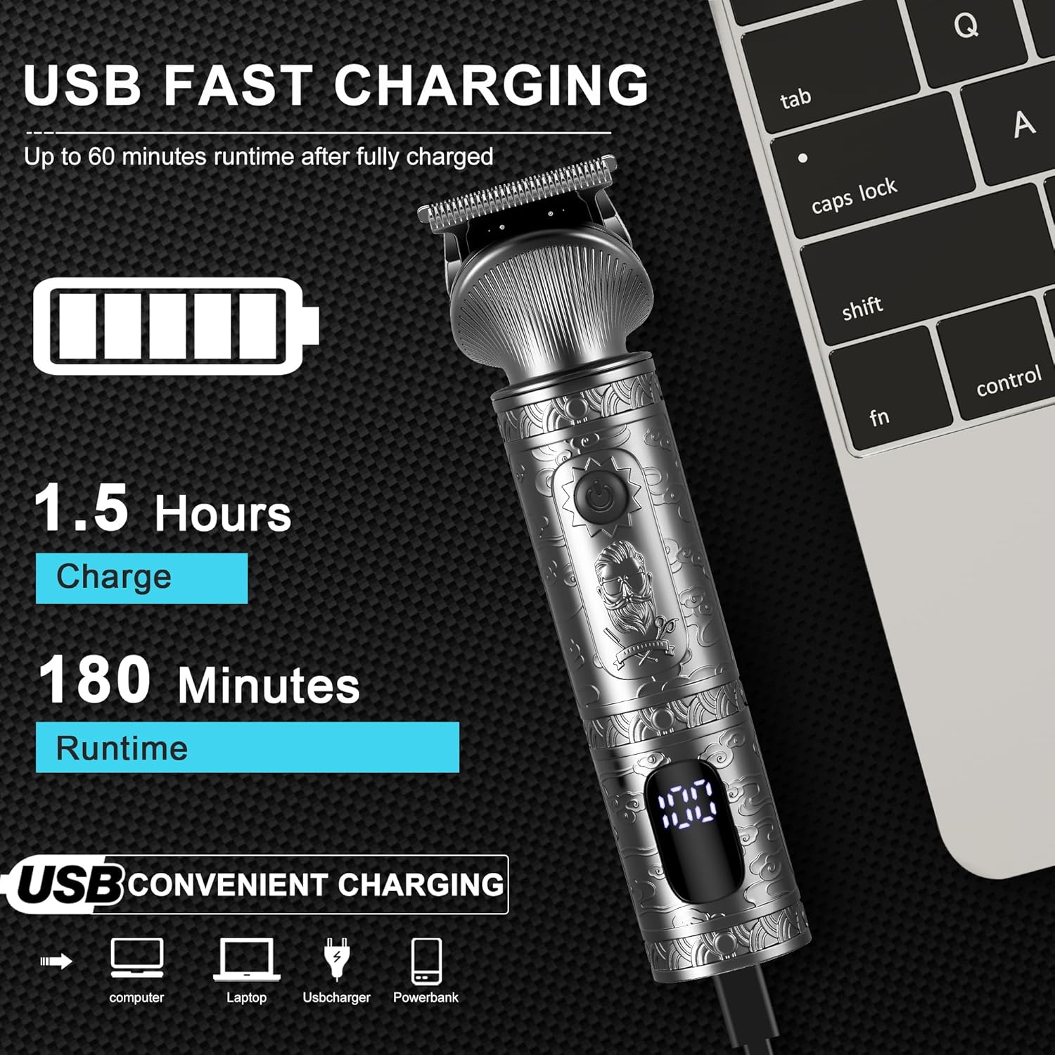 Thumbnail 5 de Surker Men’s 7-in-1 Professional Grooming Kit (T-Blade Trimmer) – Cordless, USB Rechargeable