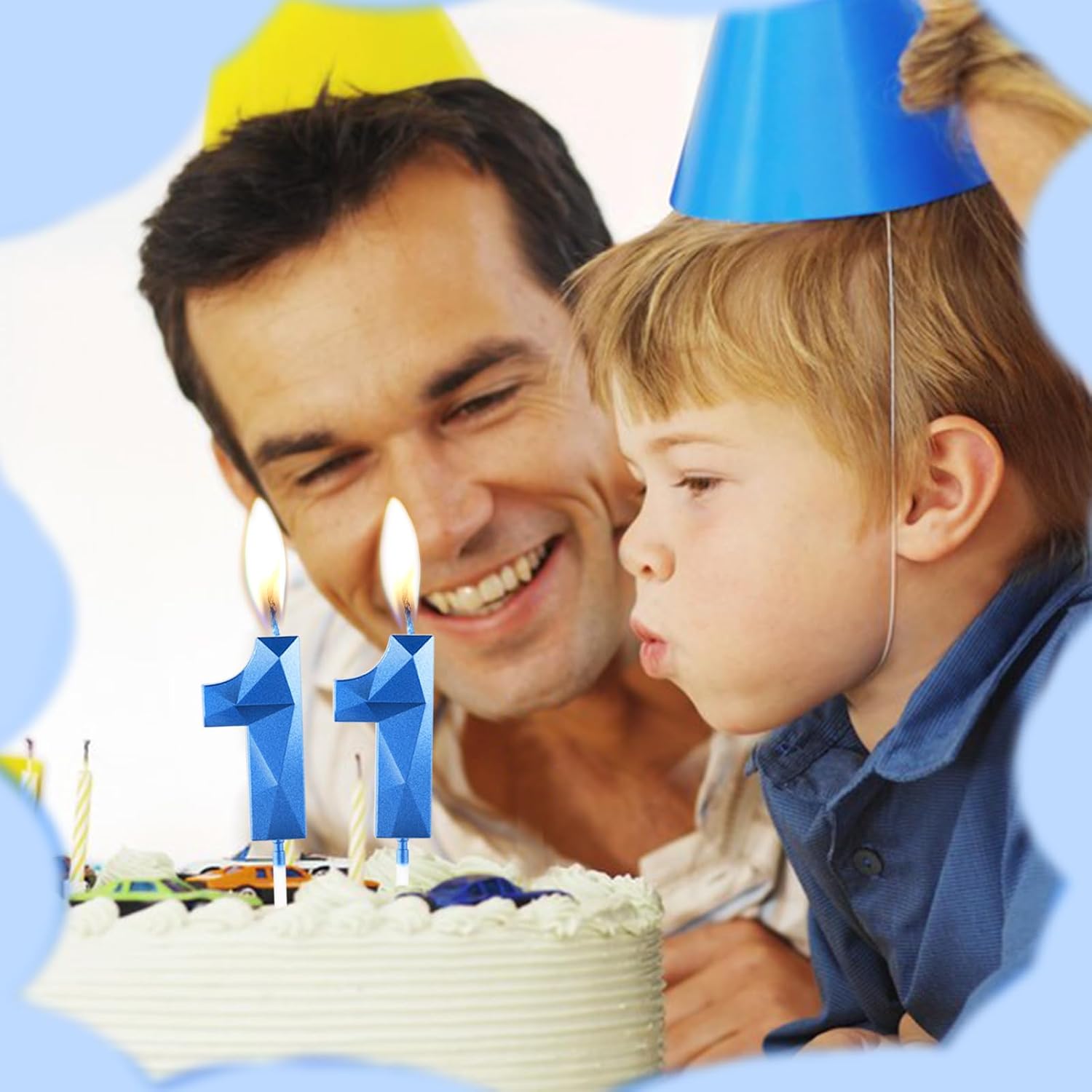 Thumbnail 3 de Sapphire Blue 50th Birthday Candles for Cake – 3D Number 50 Topper (UK)