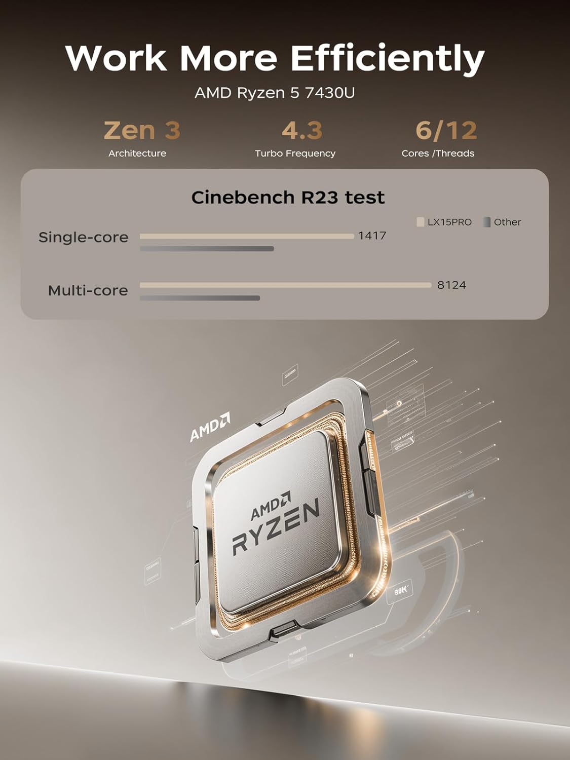 Thumbnail 5 de KAIGERR Light Gaming Laptop (2026) with AMD Ryzen 5 7430U, 16GB RAM, 512GB NVMe, 15.6-inch IPS, WiFi 6