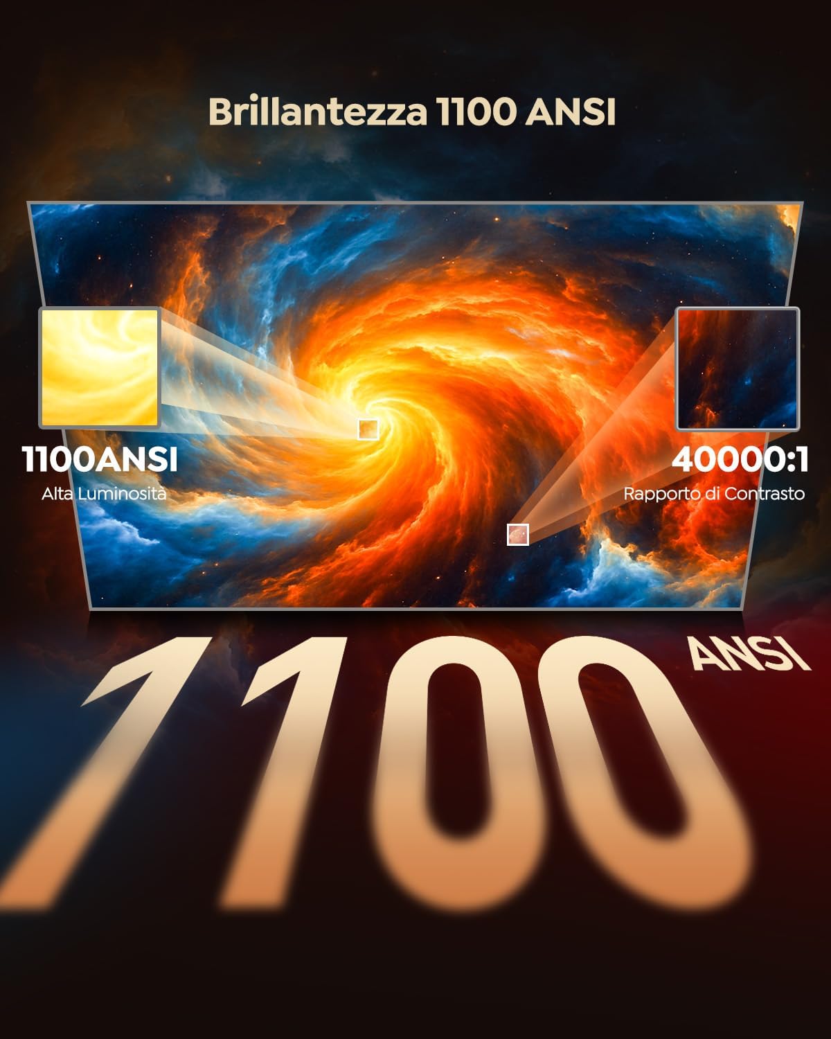 Thumbnail 3 de WiMiUS Proiettore Pro [Netflix incluso/Dolby/Autofocus] Smart 4K, WiFi 6 e Bluetooth 5.2 con auto keystone e zoom 50%