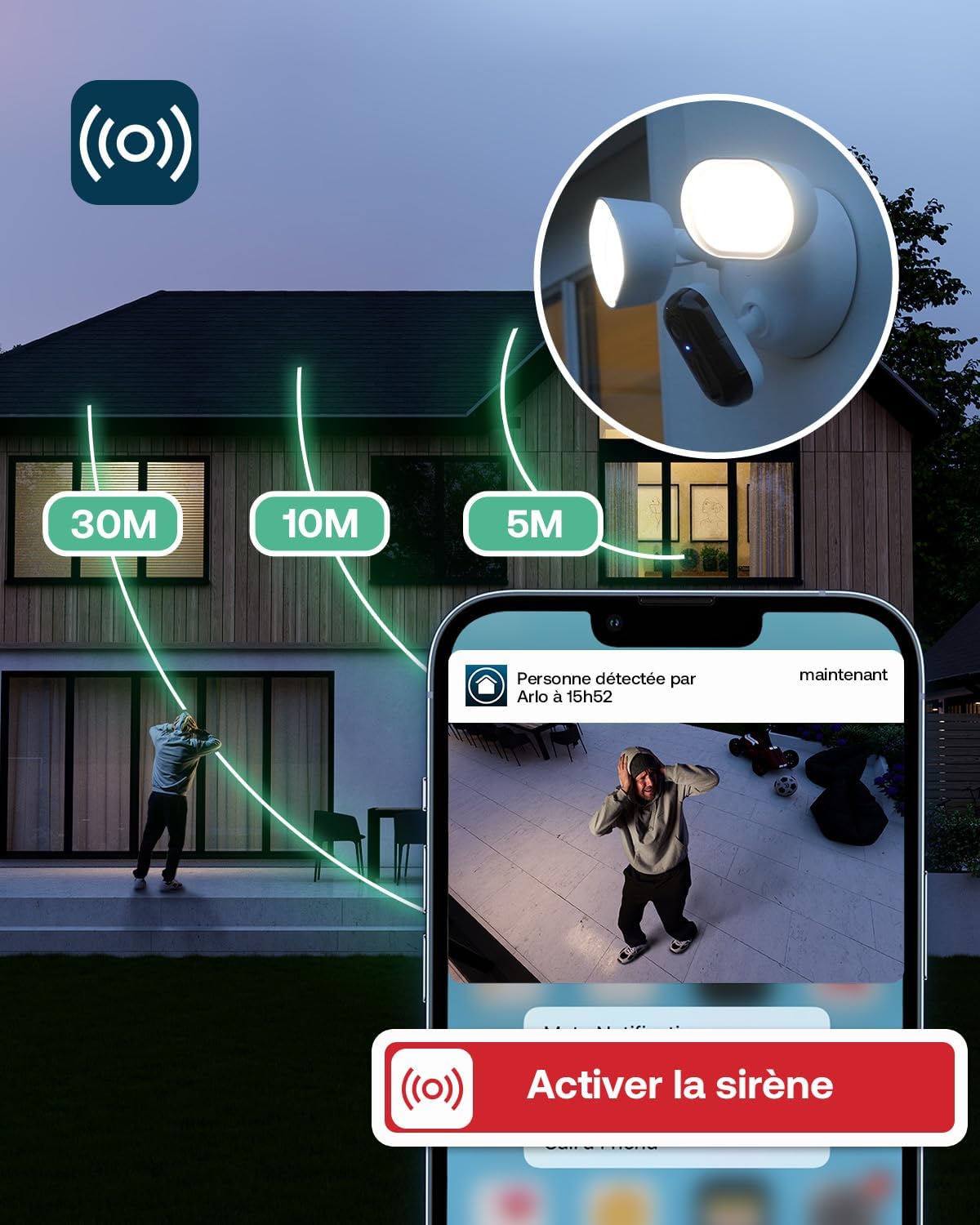 Thumbnail 5 de Arlo Floodlight 2K Caméra extérieure 2000 lm