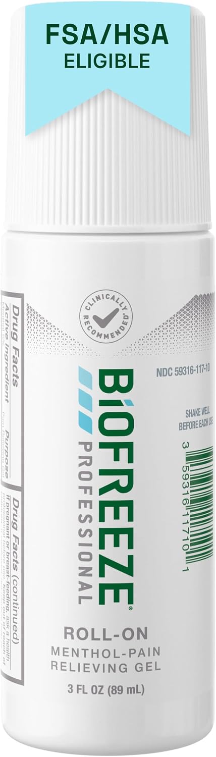Detalle de Biofreeze Professional 13416 Pain Relief Roll-On Gel, 3 fl oz Menthol