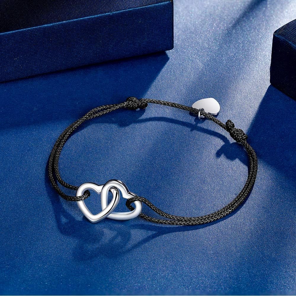 Detalle de Viwind Damen Armband 925 Sterling Silber – Liebe, verstellbar, handgeknüpft