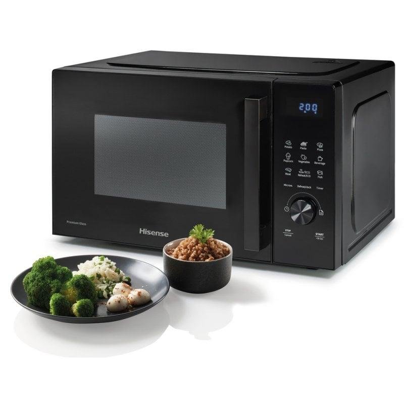 Detalle de Hisense H23MOBSD1H: Microondas compacto de 23 L y 800 W en negro