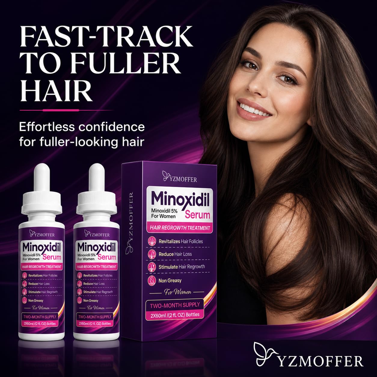 Thumbnail 6 de Yzmoffer 5% Minoxidil Hair Regrowth Treatment for Women, 2-Bottle Set