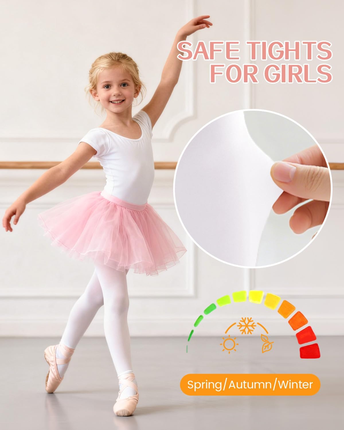 Detalle 2 de Century Star Toddler Ballet Tights, Nylon-Spandex