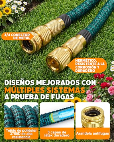 Thumbnail 4 de Evviee Manguera Jardin Extensible 30 Metros con 10 Boquillas y Conectores de Latón