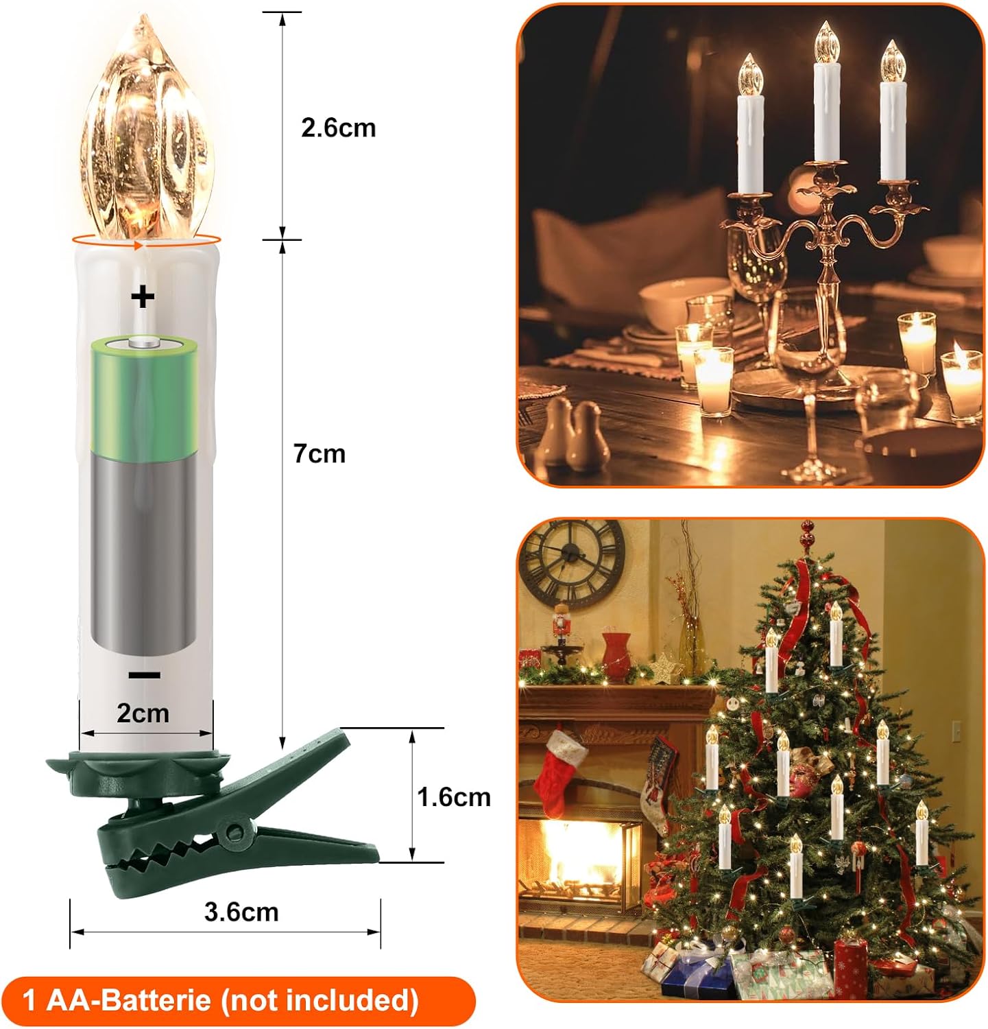 Detalle de Cimetech Christmas LED Candles 12pc with Remote ⌛