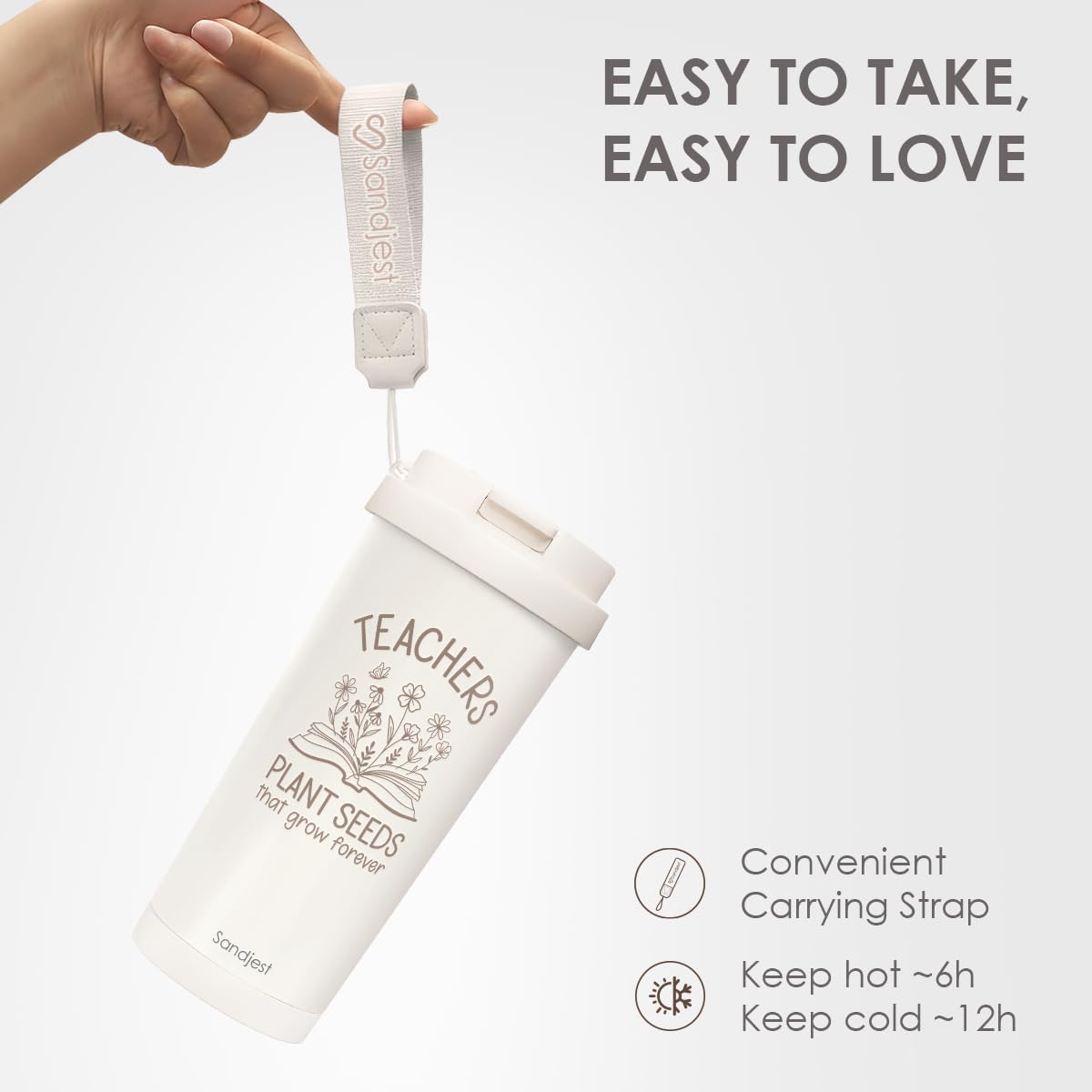 Thumbnail 3 de SANDJEST Teachers Stainless Steel 2-in-1 Lid Coffee Tumbler, 18 oz insulated travel mug